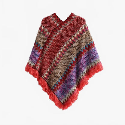 Poncho avec mailles et franges - Horizon Poncho