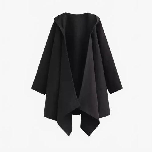 Poncho pull long à capuche noir - Horizon Poncho
