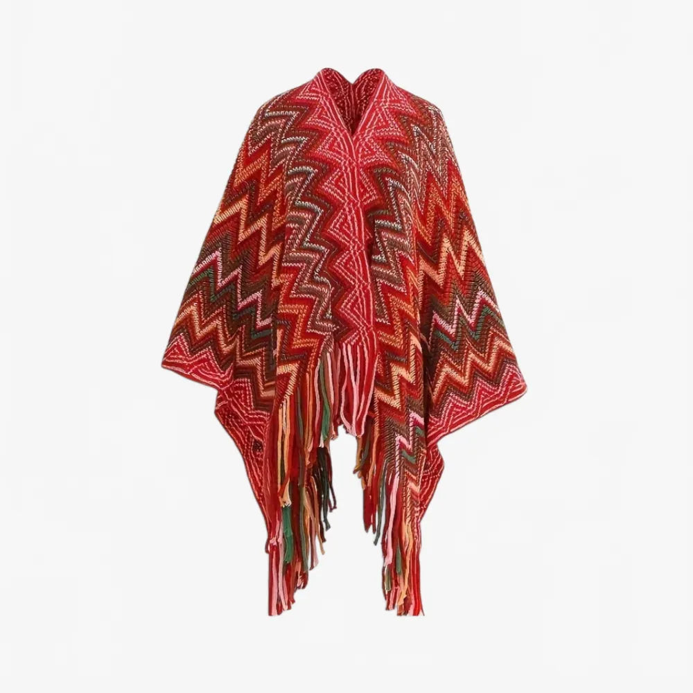 Poncho péruvien motifs aztèques - Horizon Poncho