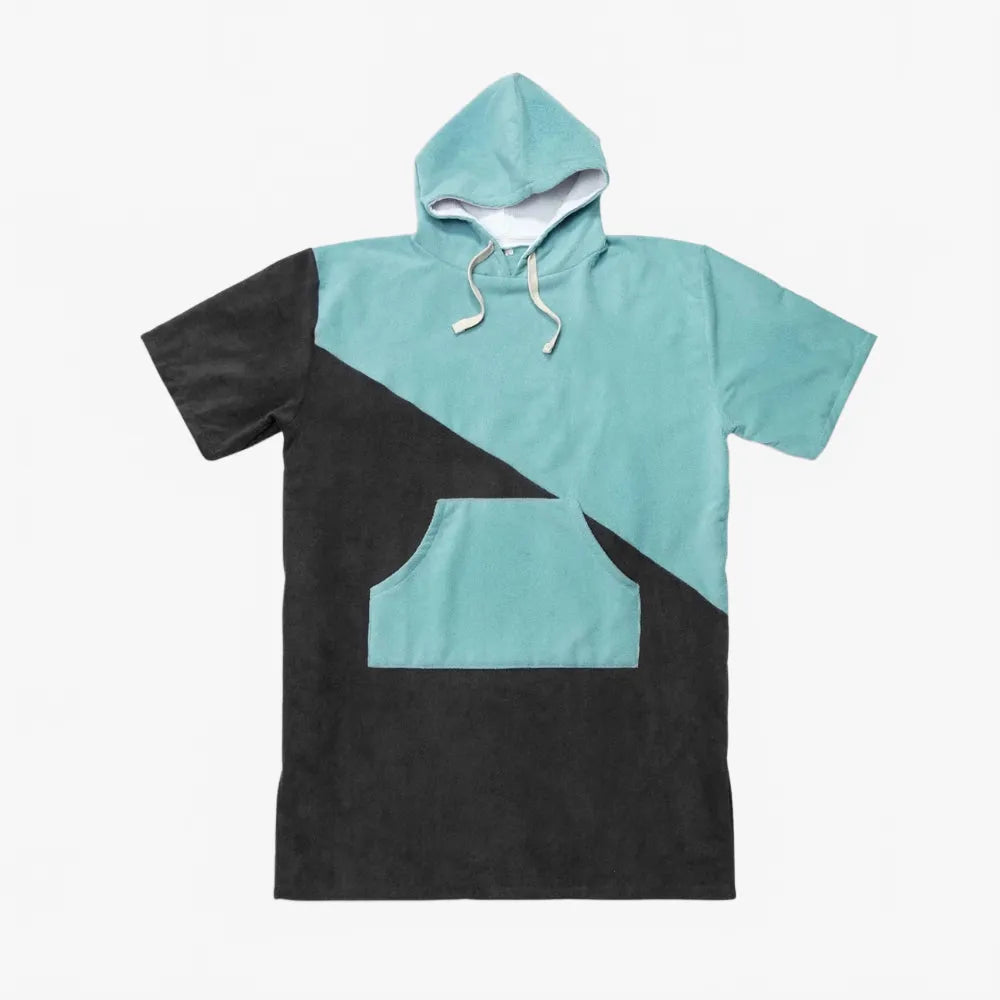 Poncho plage bicolore noir et bleu - Horizon Poncho